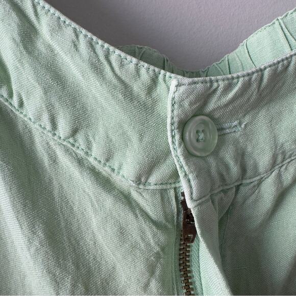 Young Fabulous & Broke Linen Blend Green Women's Pants Wide Leg zipper button L - Picture 7 of 11